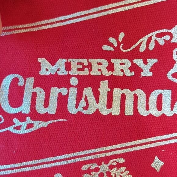 JINGLES & JOY - Merry Christmas Silver Snowflakes Cotton Canvas Stocking - Picture 5 of 7